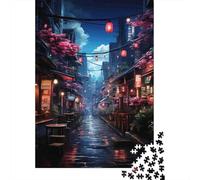 ChineseStreet Rompecabezas RainyNightLanternArt 1000 Piezas de Papel Reciclado Adultos Y Mayores De 12 Años Juego Educativo para Relajarse 38x26cm/1000pcs