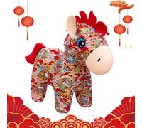 Chinesisches Stofftier Jahr des Pferdes - (25 cm) Plüschpferd für Mädchen | Kuschelige Plüschpuppe mit weicher PP-Baumwolle | Traditionelle Dekoration Geschenk für Freunde