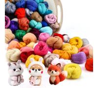 Chingcoo Juego de 100 colores de lana de fieltro, 300 g, lana de oveja de cuento de hadas, lana merino de alta calidad para fieltrado en húmedo y en seco, para manualidades, manualidades e ideas de