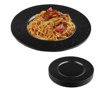 Chingcoo Juego de 4 platos llanos negros de 21,5 cm, de melamina mate, platos negros como platos de comedor y postre para el día a día, café y cena, barbacoa y exterior