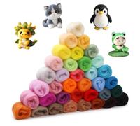 Chingcoo Juego de lana de fieltro de 36 colores, 108 g de lana virgen de cuento de hadas - Lana merino premium para fieltro húmedo y fieltro seco, lana para manualidades y proyectos de bricolaje