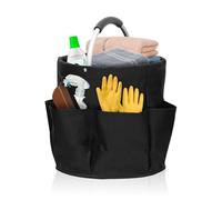 Chingcoo Organizador de productos de limpieza, 17 L, cesta de almacenamiento plegable con asa y 6 compartimentos, bolsa de limpieza, organizador para interiores, jardín, baño (negro)