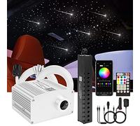 CHINLY Bluetooth Meteor 10W RGBW Twinkle LED Fibra óptica Kit de luces de techo en forma de estrella APLICACIÓN/Control remoto 408piezas*(0,75+ 1,0 + 1,5 mm)* Fibra óptica de 3 m para el hoga/coche