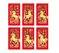 Chino Año Nuevo Caballo Rojo Envelopes - 2026 Luckyy Money Hong Bao, paquete de 6 sobres de dinero en efectivo para festivales de primavera | Envelopes de regalo para familia, amantes, amigos, niños