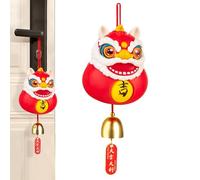 Chino Lion Dance Ornament, Traditional Lion with Bell, Changed Blessing Text Design, Festive Decor for Truck Gold Home, Vibrant Colors, 8,5 x 8,5 x 10 cm, perfecto para Navidad
