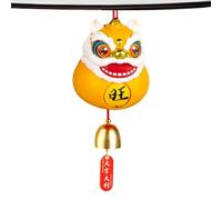 Chino Lion Dance Ornament, Traditional Lion with Bell, Changed Blessing Text Design, Festive Decor for Truck Gold Home, Vibrant Colors, 8,5 x 8,5 x 10 cm, perfecto para Navidad