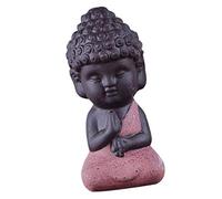 Chino Tea Pet Little Buddha Estatua Monk, ofrece una mascota tradicional hecha a mano de arcilla púrpura en su bandeja de té Kung Fu, regalos para los amantes del té - rosa, 9 x 4 cm rosa