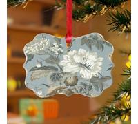 Chinoiserie - Adorno de Navidad floral azul clásico Chintz floral colorido redondo recuerdo discos acrílicos transparentes chinoiserie toile colgante de flor oriental para decoración de árbol de