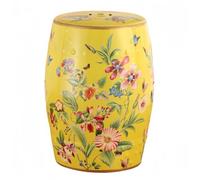 Chinoiserie Ceramic Garden Stool, Flower and Butterfly Drum Changing Stool