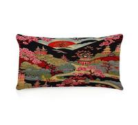 Chinoiserie - Funda de almohada corporal de lino con estampado de coral y carbón asiático, estampado a dos caras, 12 x 20 pulgadas, fundas de almohada rectangulares estilo bohemio para oficina, tienda