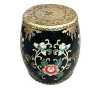 Chinoiserie - Otomana de tambor de madera, taburete de jardín decorativo versátil, banco de zapatos de entrada, asiento decorativo para sala de estar, patio, balcón y dormitorio