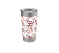 Chinoiserie Toile con patrón de sauce rojo Vaso térmico de acero inoxidable de doble pared