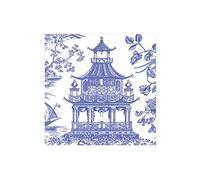 Chinoiserie Toile Pagoda Azul Caspari Servilletas de cóctel o té 25 cm Cuadrado 20 in Pack