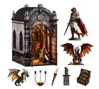 Chinoket Book Nook Kit-El laberinto del tesoro de los dragones, Miniatura Creativa para niños y Adultos, Puzzle 3D de Madera con Luz LED,Decoración Hogareña y Regalo Original