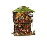 Chinoket Book Nook Kit - Forest Fairy Tale(Forest Tea Book Club), Bookshelf Decor Craft Kit for Adults and Teens, DIY 3D Miniature Wooden Puzzle with LED Lights Home Decor & Gifts