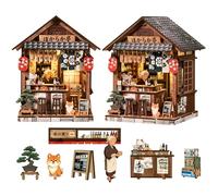 Chinoket Book Nook Kit, modelo japonés "The Mellow Pub", puzzle de madera 3D con LED, kit de manualidades para adultos, regalo y accesorios para el hogar