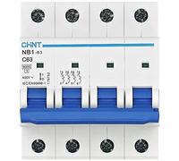 Chint NB1-63C4P63 Serie - Disyuntor de circuito en miniatura (63 A, 4 polos, curva C, 6 kA)
