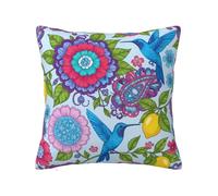 Chintiz Fundas de almohada decorativas de 60 x 60 cm, funda de almohada cuadrada de felpa suave con diseño floral de colibrí y limón con cremallera para dormitorio, hogar, sofá, sala de estar