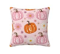 Chintiz Fundas de almohada decorativas de 60 x 60 cm, funda de cojín cuadrada de felpa suave con diseño de calabazas de Halloween pastel con cremallera oculta para sofá, sala de estar, dormitorio