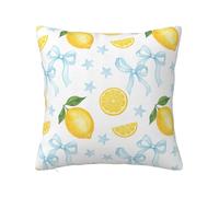 Chintiz Fundas de almohada decorativas de 60 x 60 cm, funda de cojín cuadrada de felpa suave con lazo de limón para dormitorio, hogar, sofá, sala de estar