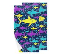 Chintiz Juego de 2 toallas de mano con diseño de tiburón, altamente absorbentes, suaves, para adultos, niños, baño, cocina, dormitorio, decoración