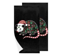 Chintiz Juego de 2 toallas de mano, lindas toallas de Navidad de zarigüeya, altamente absorbentes, suaves, para baño, baño, guardería, cocina, dormitorio, decoración