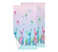 Chintiz Juego de 2 toallas de mano - Medusa sirena altamente absorbente, suave, toalla de baño para niños, baño, cocina, dormitorio, hotel, spa, granja, té de invitados