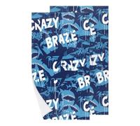 Chintiz Juego de 2 toallas de mano - Toalla de ducha de cara suave de tiburón altamente absorbente para adultos y niños, baño, cocina, decoración de dormitorio