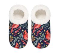 Chintiz Pantuflas para mujer, suaves, acogedoras, cálidas, para mujer y hombre, color rojo cardenal, de felpa mullida, antideslizantes, con parte trasera cerrada, zapatos de casa para invierno