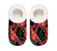 Chintiz Pantuflas para mujer, suaves, acogedoras, cálidas, para mujer y hombre, color rojo cardenal, mullidas, antideslizantes, con parte trasera cerrada, zapatos de casa para dormitorio, invierno