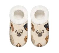 Chintiz Pantuflas para mujer, suaves, acogedoras, cálidas, para mujeres y hombres, adorables cachorros avatares, antideslizantes, con parte trasera cerrada, zapatos de casa para invierno, dormitorio