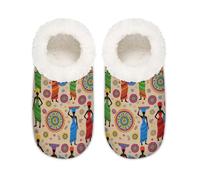 Chintiz Pantuflas para mujer, suaves, acogedoras, cálidas, para mujeres y hombres, africanas, peludas, antideslizantes, con parte trasera cerrada, zapatos de casa para invierno, dormitorio, interior y