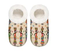 Chintiz Pantuflas para mujer, suaves, acogedoras, cálidas, para mujeres y hombres, africanas, peludas, antideslizantes, con parte trasera cerrada, zapatos de casa para invierno, dormitorio, interior y