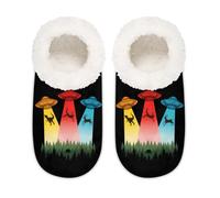 Chintiz Pantuflas para mujer, suaves, acogedoras, cálidas, para mujeres y hombres, animales de nave espacial, antideslizantes, con parte trasera cerrada, zapatos de casa para invierno, dormitorio