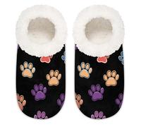 Chintiz Pantuflas para mujer, suaves, acogedoras, cálidas, para mujeres y hombres, bonitas huellas de gato, felpa mullida, antideslizantes, parte trasera cerrada, zapatos de casa para invierno