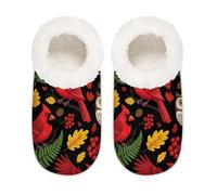 Chintiz Pantuflas para mujer, suaves, acogedoras, cálidas, para mujeres y hombres, búho cardenal de otoño, antideslizantes, con parte trasera cerrada, zapatos de casa para invierno, dormitorio