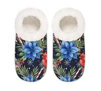 Chintiz Pantuflas para mujer, suaves, acogedoras, cálidas, para mujeres y hombres, cardenales de Navidad, florales, mullidas, antideslizantes, con parte trasera cerrada, zapatos de casa para invierno