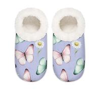 Chintiz Pantuflas para mujer, suaves, acogedoras, cálidas, para mujeres y hombres, con diseño de mariposa, manzanilla, mullidas, antideslizantes, con parte trasera cerrada, zapatos de casa para