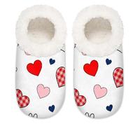 Chintiz Pantuflas para mujer, suaves, acogedoras, cálidas, para mujeres y hombres, estampado de huellas de animales, a cuadros, de felpa, antideslizantes, con parte trasera cerrada, zapatos de casa