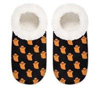 Chintiz Pantuflas para mujer, suaves, acogedoras, cálidas, para mujeres y hombres, fantasmas de Halloween, peludas, antideslizantes, con parte trasera cerrada, zapatos de casa para invierno