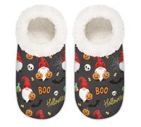 Chintiz Pantuflas para mujer, suaves, acogedoras, cálidas, para mujeres y hombres, fantasmas de Halloween, calabazas, felpa mullida, antideslizantes, con parte trasera cerrada, zapatos de casa para