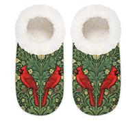 Chintiz Pantuflas para mujer, suaves, acogedoras, cálidas, para mujeres y hombres, flores cardenales, de felpa, antideslizantes, con parte trasera cerrada, zapatos de casa para invierno, dormitorio