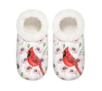 Chintiz Pantuflas para mujer, suaves, acogedoras, cálidas, para mujeres y hombres, flores de amapola cardenal, antideslizantes, con parte trasera cerrada, zapatos de casa para invierno, dormitorio