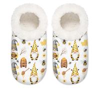 Chintiz Pantuflas para mujer, suaves, acogedoras, cálidas, para mujeres y hombres, gnomo de abeja mullida, antideslizantes, parte trasera cerrada, zapatos de casa para invierno, dormitorio, interior y