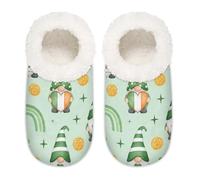 Chintiz Pantuflas para mujer, suaves, acogedoras, cálidas, para mujeres y hombres, gnomo del día de San Patricio, antideslizantes, con parte trasera cerrada, zapatos de casa para invierno, dormitorio