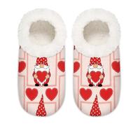 Chintiz Pantuflas para mujer, suaves, acogedoras, cálidas, para mujeres y hombres, gnomo del día de San Valentín, antideslizantes, con parte trasera cerrada, zapatos de casa para invierno, dormitorio