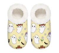 Chintiz Pantuflas para mujer, suaves, acogedoras, cálidas, para mujeres y hombres, Halloween, fantasmas occidentales, de felpa, antideslizantes, con parte trasera cerrada, zapatos de casa para