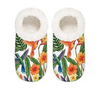 Chintiz Pantuflas para mujer, suaves, acogedoras, cálidas, para mujeres y hombres, hojas de palma de colibrí, antideslizantes, con parte trasera cerrada, zapatos de casa para invierno, dormitorio