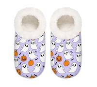Chintiz Pantuflas para mujer, suaves, acogedoras, cálidas, para mujeres y hombres, lindos fantasmas de Halloween, calabaza, mullidas, antideslizantes, con parte trasera cerrada, zapatos de casa para