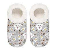 Chintiz Pantuflas para mujer, suaves, acogedoras, cálidas, para mujeres y hombres, manzanilla, lindo cachorro, felpa mullida, antideslizante, parte trasera cerrada, zapatos de casa para invierno